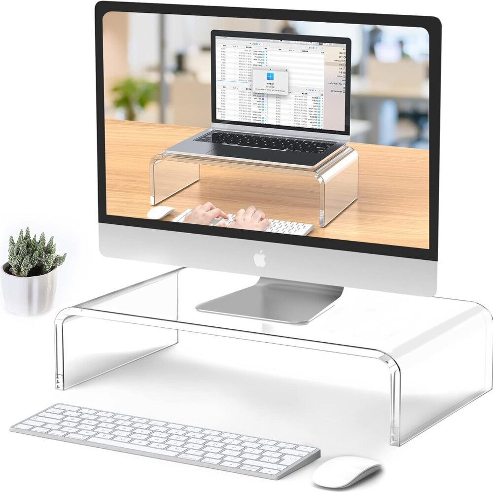 Acrylic Monitor Stand Riser Clear Laptop Stand For Desk Acrylic Monitor Riser Fo